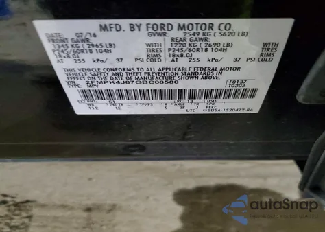 2016 Ford Edge Sel z USA, uszkodzony, nr VIN 2FMPK4J87GBC08580